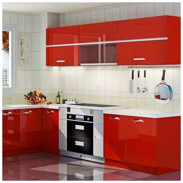 Lacquer Rose Red Cupboard Kitchen Cabinet