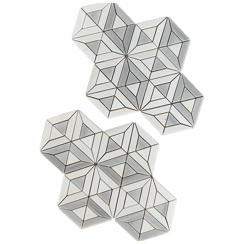 White Marble Geometric Mosaic Tile